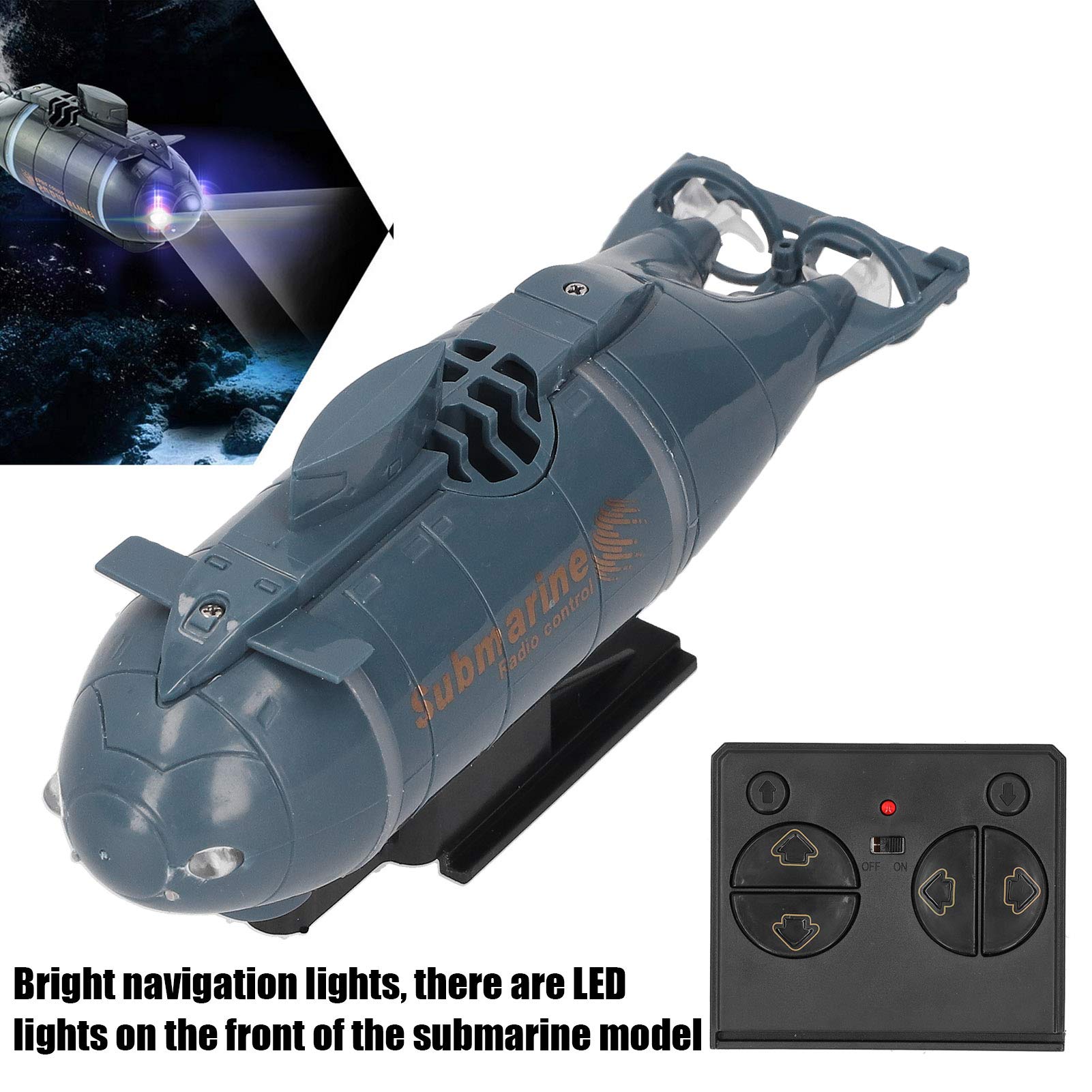 Drfeify Mini Submarino eléctrico, 2.4G Inalámbrico 6 Canales RC Submarino Impermeable Mini Barco de Buceo eléctrico Juguete de Regalo para niños(Azul)