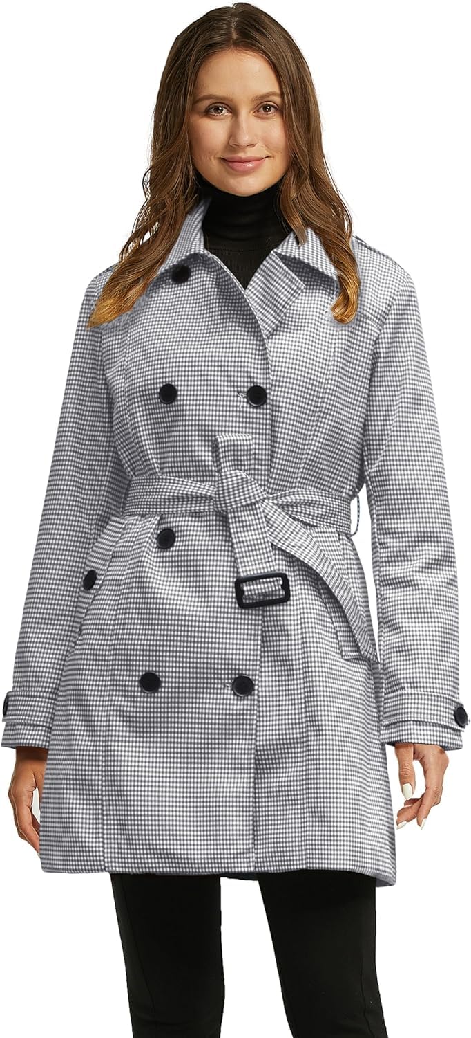 Wantdo Cappotto Donna Primaverile Leggero Classico Trench Doppiopetto Lungo Parka Impermeabile Antivento Trenchoat con Cintura