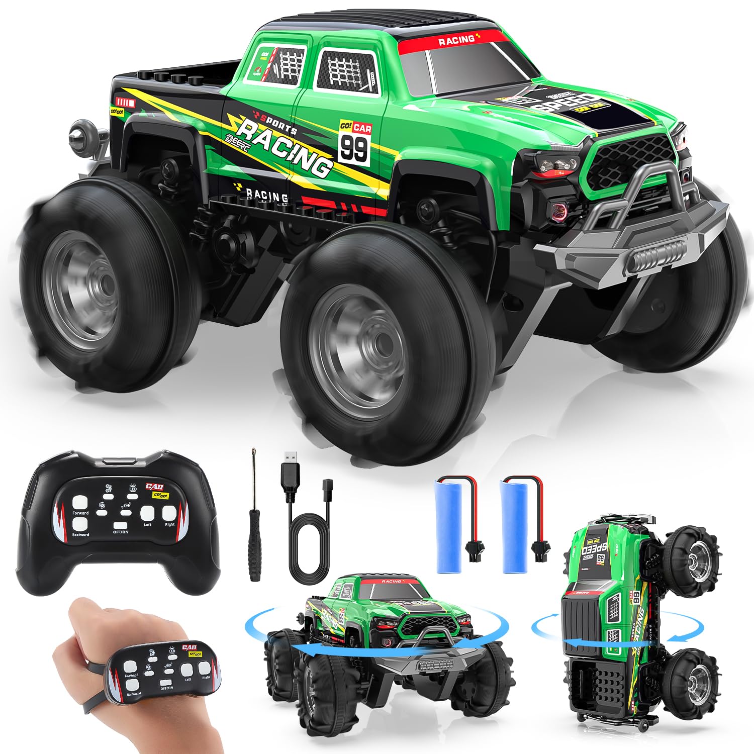 DEERC BG028 Amphibious RC Monster Truck Boat IPX7 Waterproof Remote Control Car W Gesture Sensing Control 2 4GHz