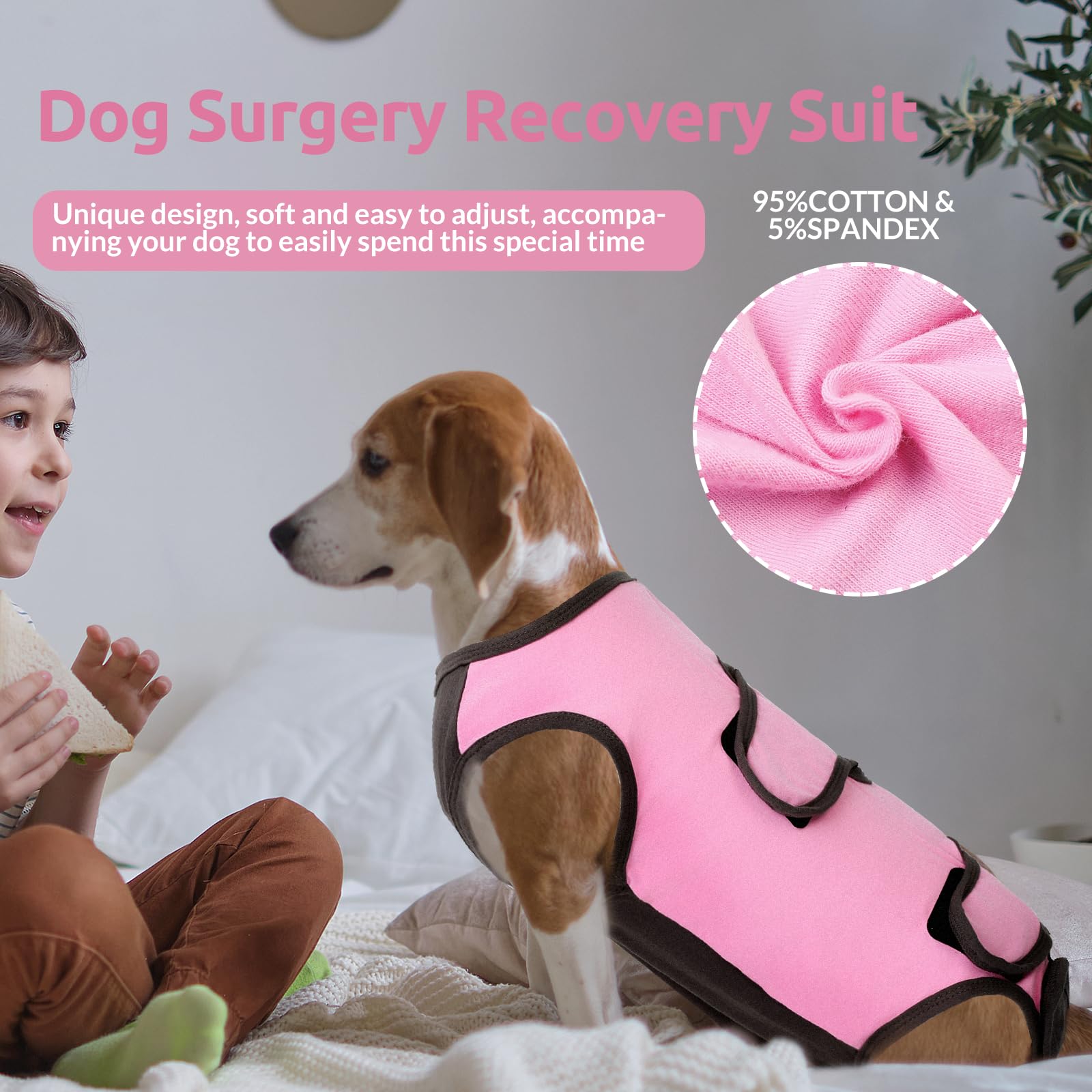 ASENKU Body Post Operatorio Cane Femmina Tutina Recupero Cane per Ferite Pigiama per Cani Protezione Postoperatoria Vestito Cane Colletto Alternativo Dopo l'intervento Chirurgico