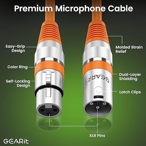 Vista 58 de GEARit XLR cable de micrófono macho a hembra (150 pies, 1 unidad) mezclador blindado equilibrado de 3 pines, estudio de grabación, podcast, negro