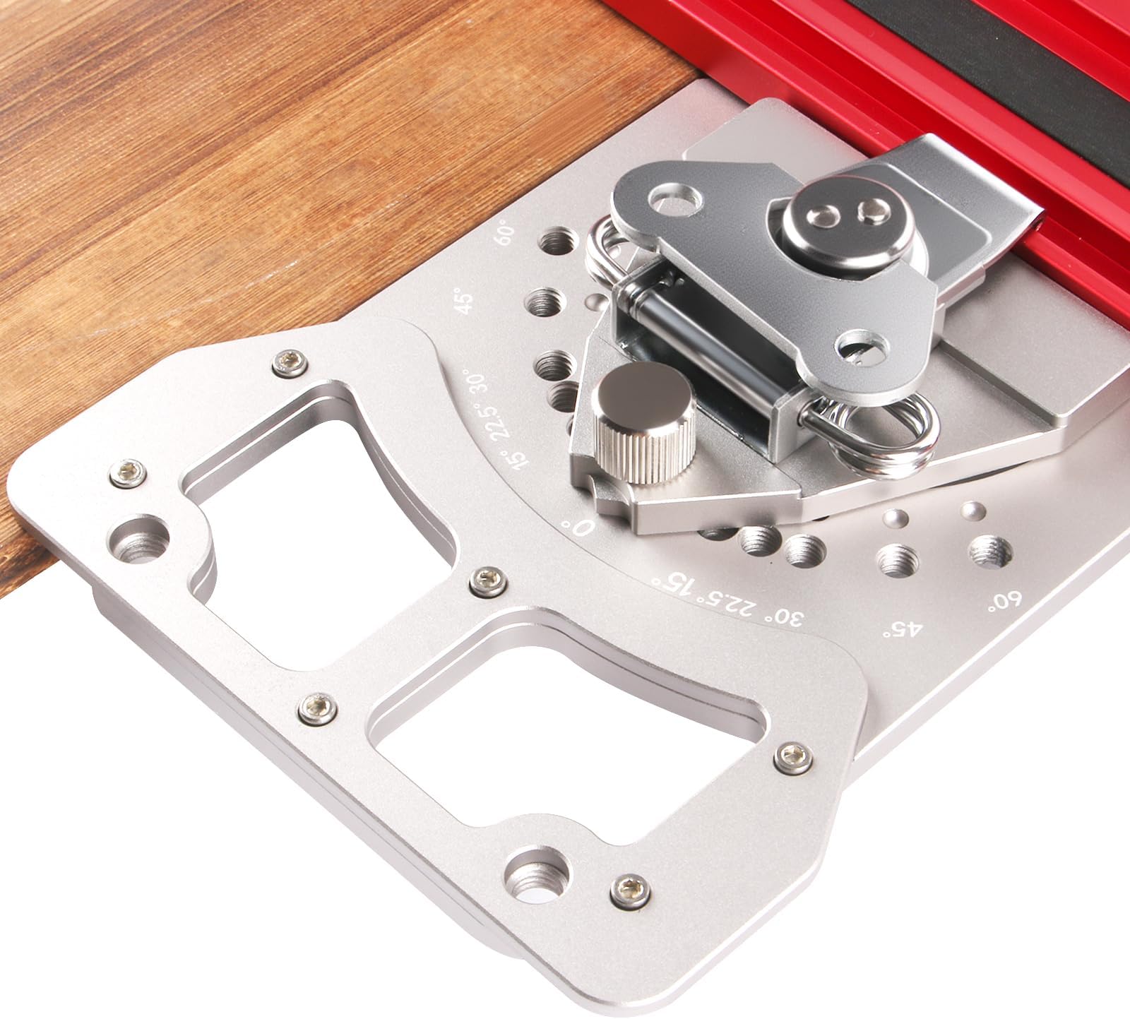 Adjustable Angle Track Saw Guide Square -60° to 60° with Positive Stops, Multi-Angle Cutting for Woodworking, Flooring & DIY Projects, Precision Protractor & Miter Jig for Festool, Makita Rails