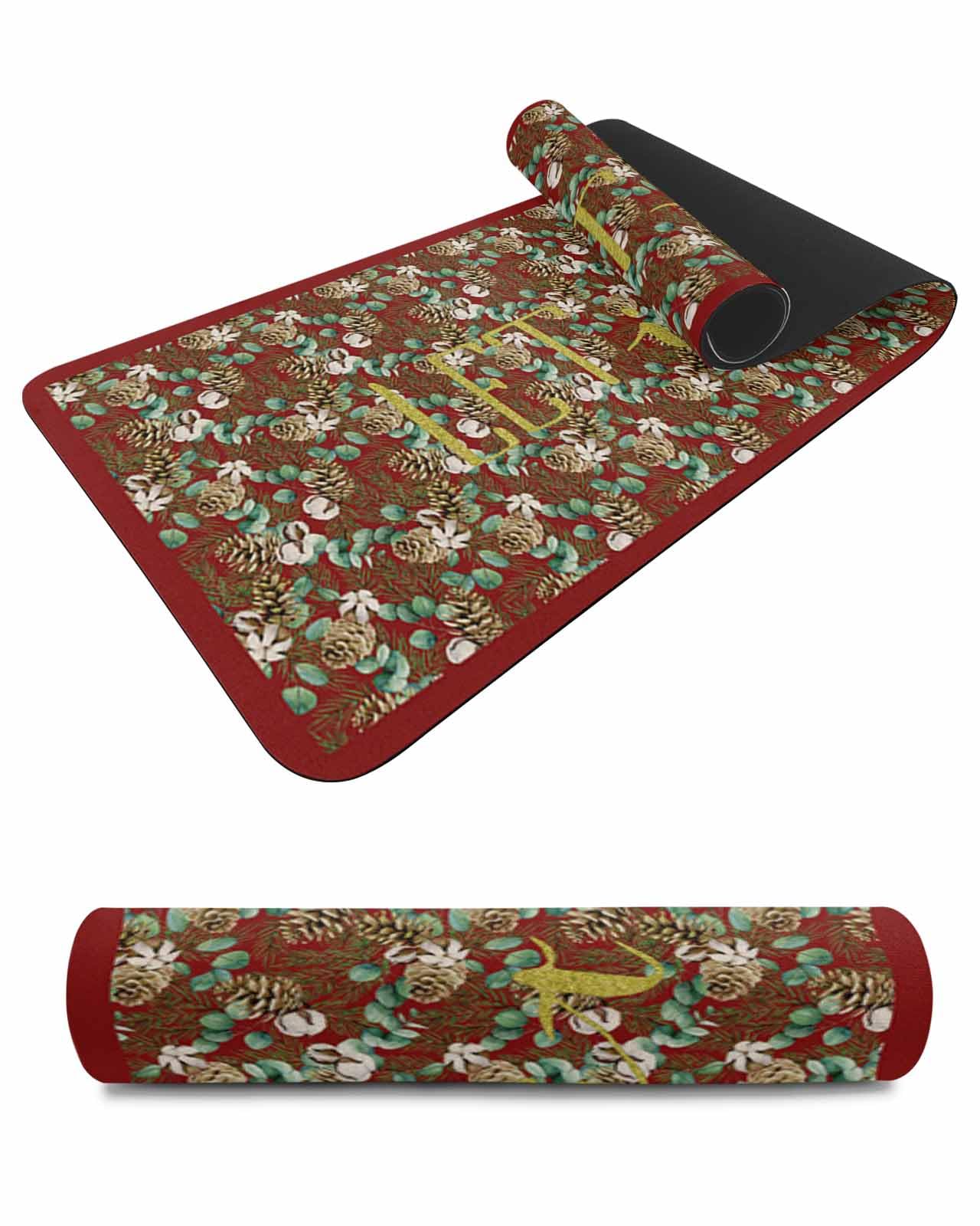 Debedcor Heat Proof Table Pads Waterproof Decorative, Merry Christmas Non-Slip Table Countertop Protector, Vintage Pine Cones Botanical Insulation Mat for Kitchen Room, 40 x 12 Inches