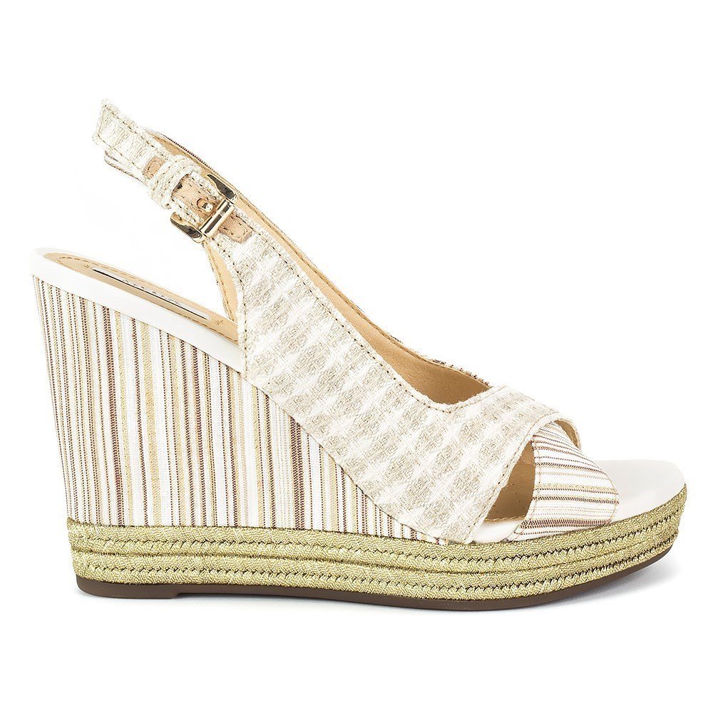 Geoxjanira sandalo donna zeppa ivory - 38.5 - natural-ivory