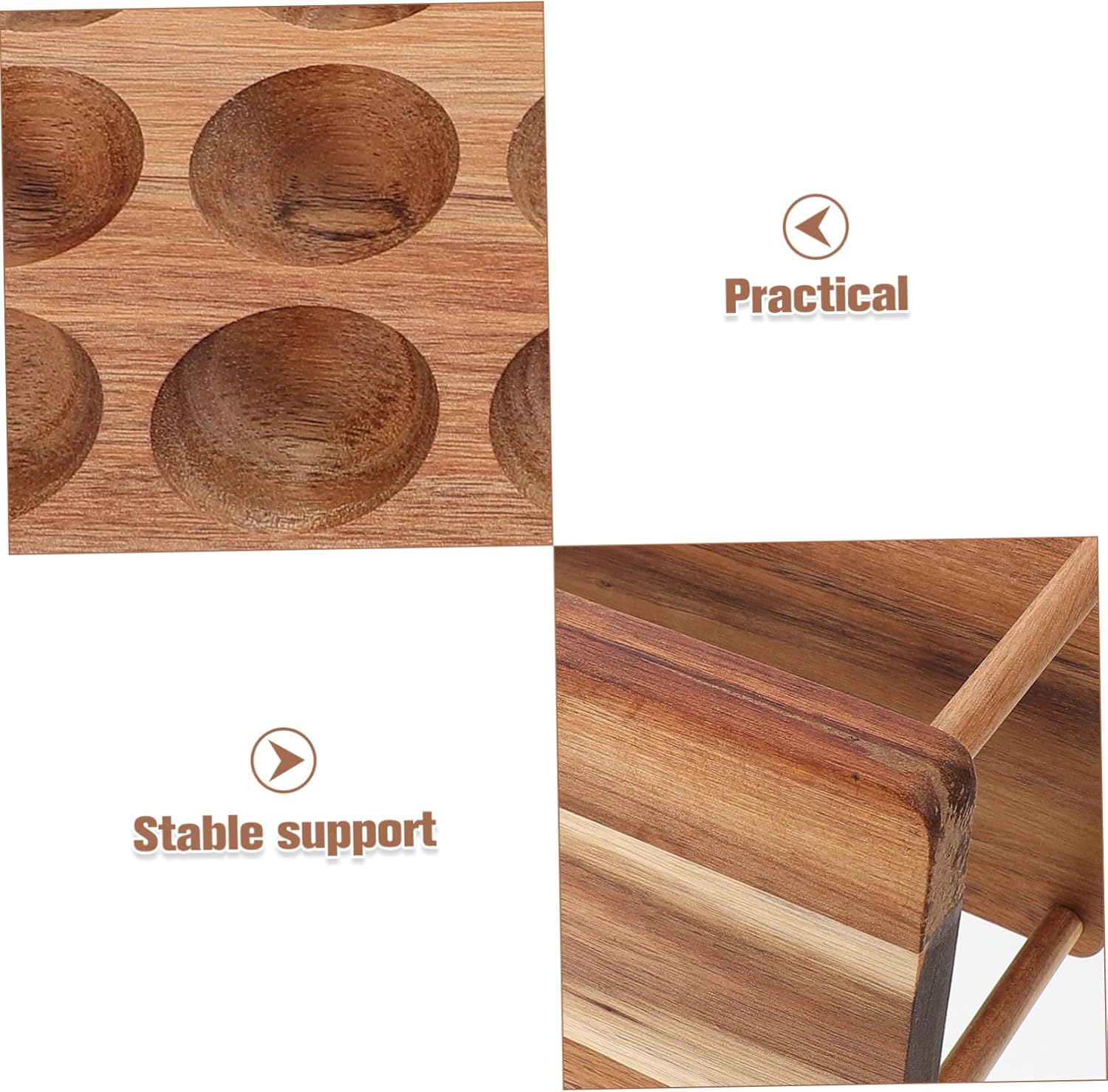 VOSAREA Double Layer Wooden Storage Rack for Fresh Eggs Stylish Kitchen Countertop Holder Space-saving Design
