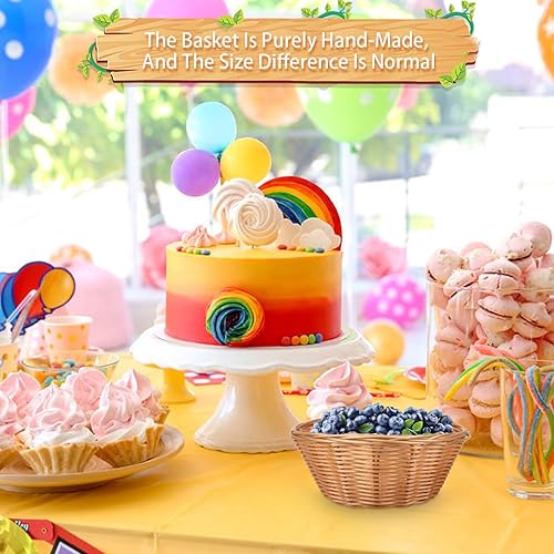 Miniatura 5 de 12 cestas pequeñas redondas de pan de plástico estilo comedor para servir 7 x 7 x 3 pulgadas, cestas de pan calentadas tejidas para frutas, cestas