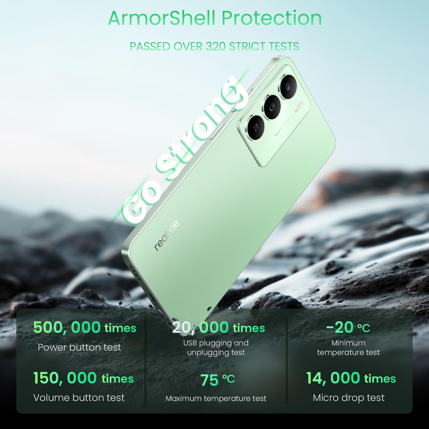 realme 14x 5G Smartphone 6+128GB, Peridot Green, 6.67-inch Screen, 120Hz Display, 5000mAh Battery, 50MP AI Camera, MediaTek Dimensity 6300, ArmorShell Protection, IP64