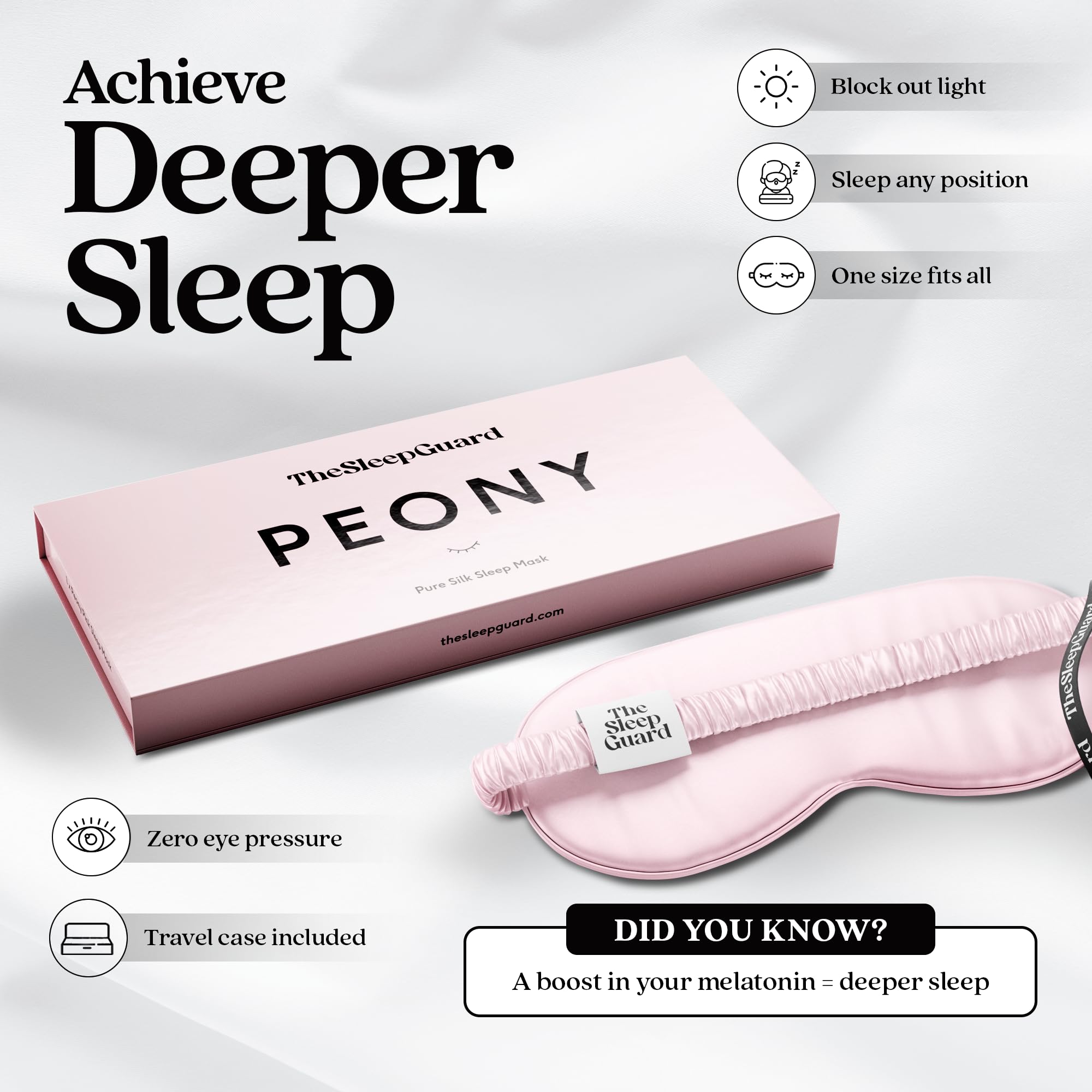 TheSleepGuard Schlafmaske aus reiner Seide [100% 6A Maulbeerseide] 22 Momme Seide, lichtblockierende Reiseutensilien. Beste Anti-Aging-Augenmasken zum Schlafen, Öko-Tex-Augenbinde, Augenabdeckungen