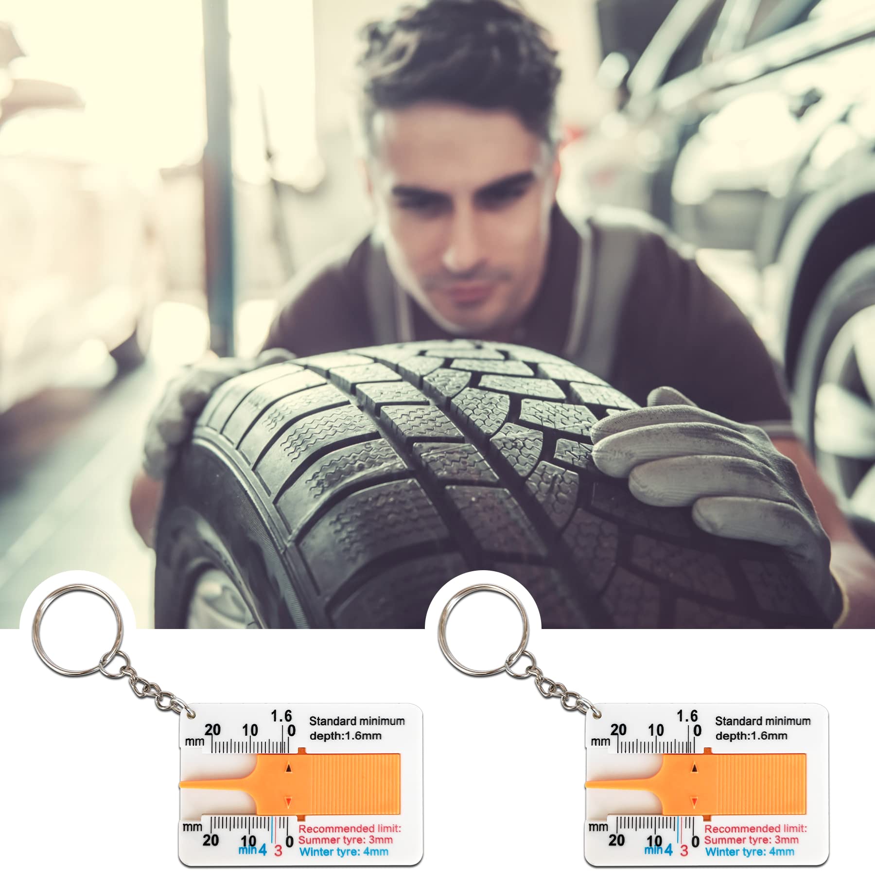 Medidor De Profundidad De Neumáticos, Diseño De Llavero Portátil De 0,1