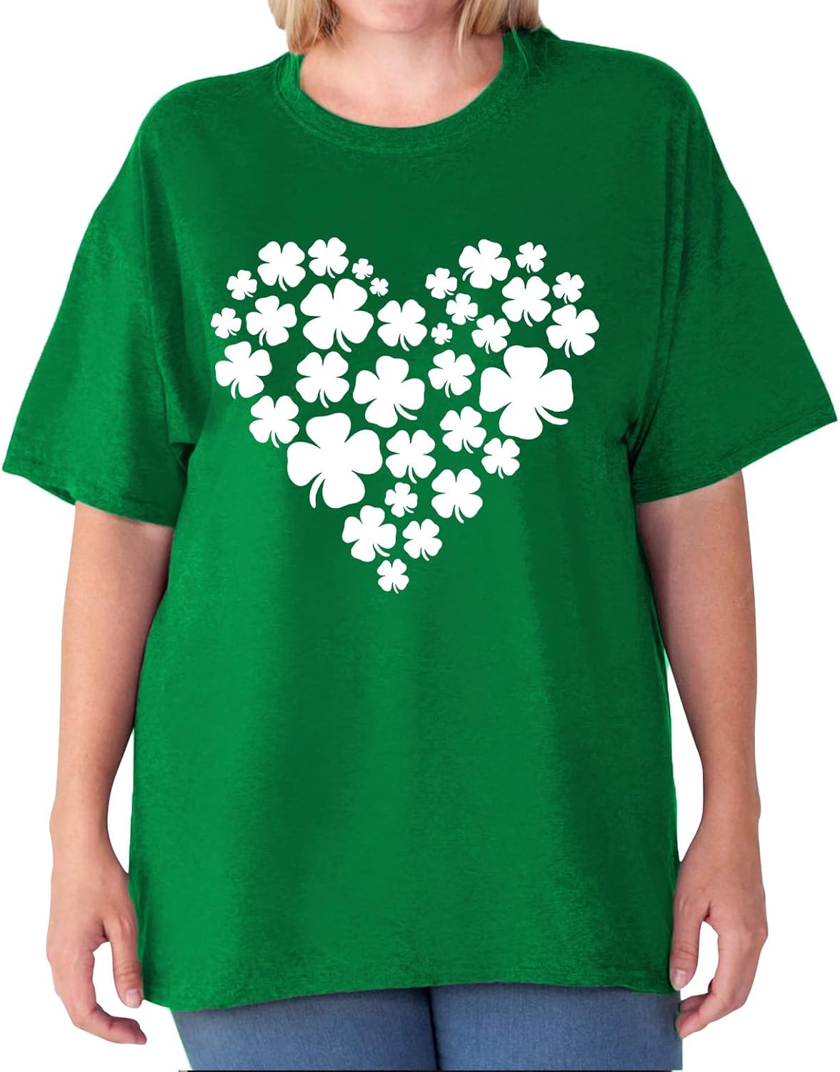 Plus Size St Patricks Day Shirt Women Shamrock Heart Graphic Tees St Patty's Lucky T-Shirt Irish Short Sleeve Tops - Image 2