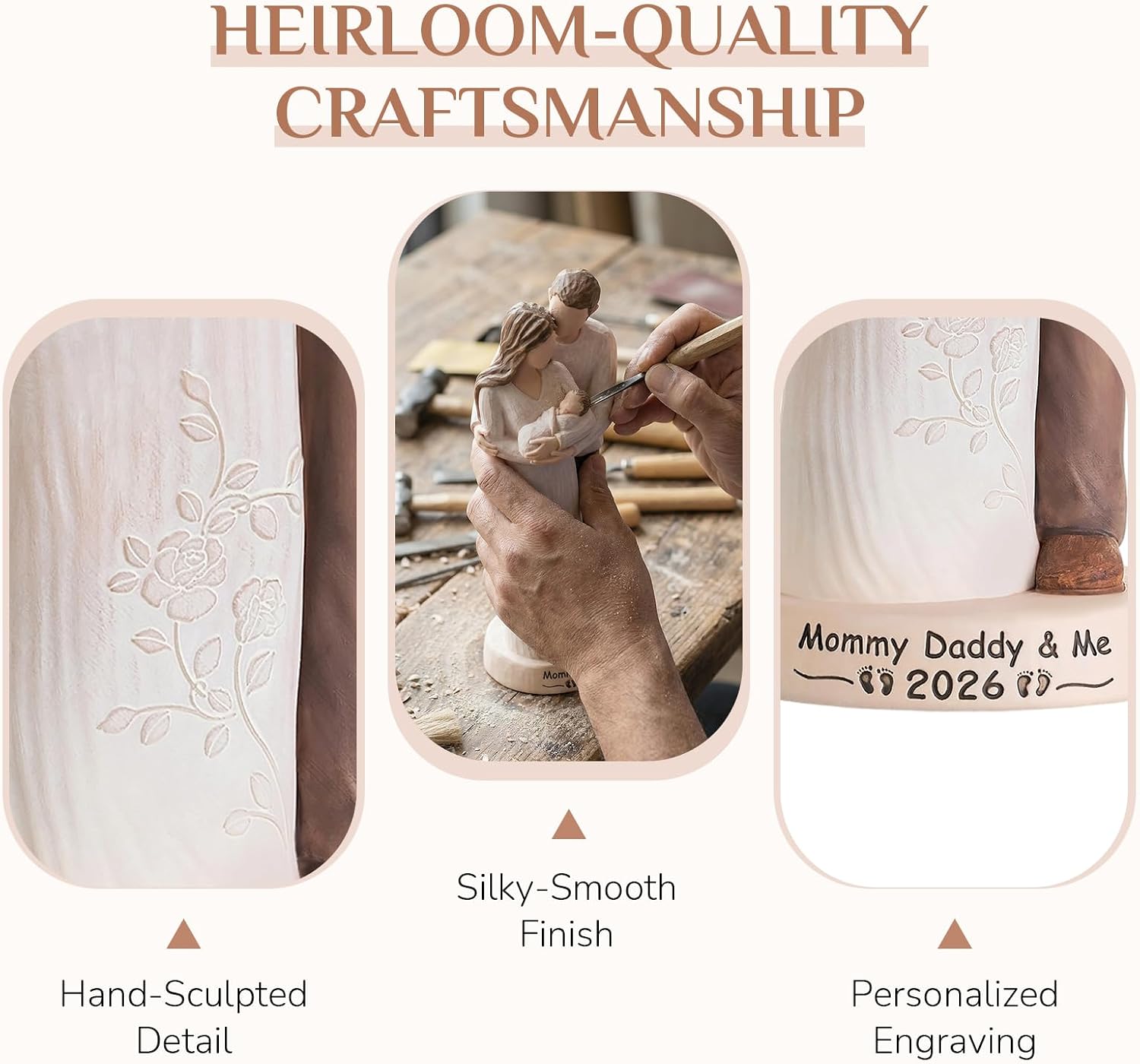 Storieme New Mom Gifts for Women: First Time Parents Gift for Couples - Pregnancy Gifts for Expecting Mother After Birth - Hand-Finished Mommy Dad to Be Figurine for Mothers Day
