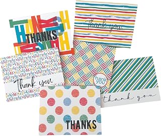 48 Colorful Thank You Cards with Envelopes, 6 different designs, Bright Colors, All Occassion, Business, Graduation, Wedding, Modern (5.45” x 4.08”)
