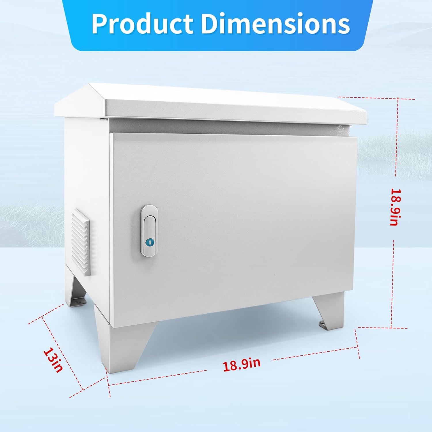 Pond Aerator Weatherproof Outdoor Cabinet, 20"W*15.35"D*18.89"H with Plug Socket and 110V Cooling Fan, Suitable for Pond Aerators and Air Pumps (Light Gray)