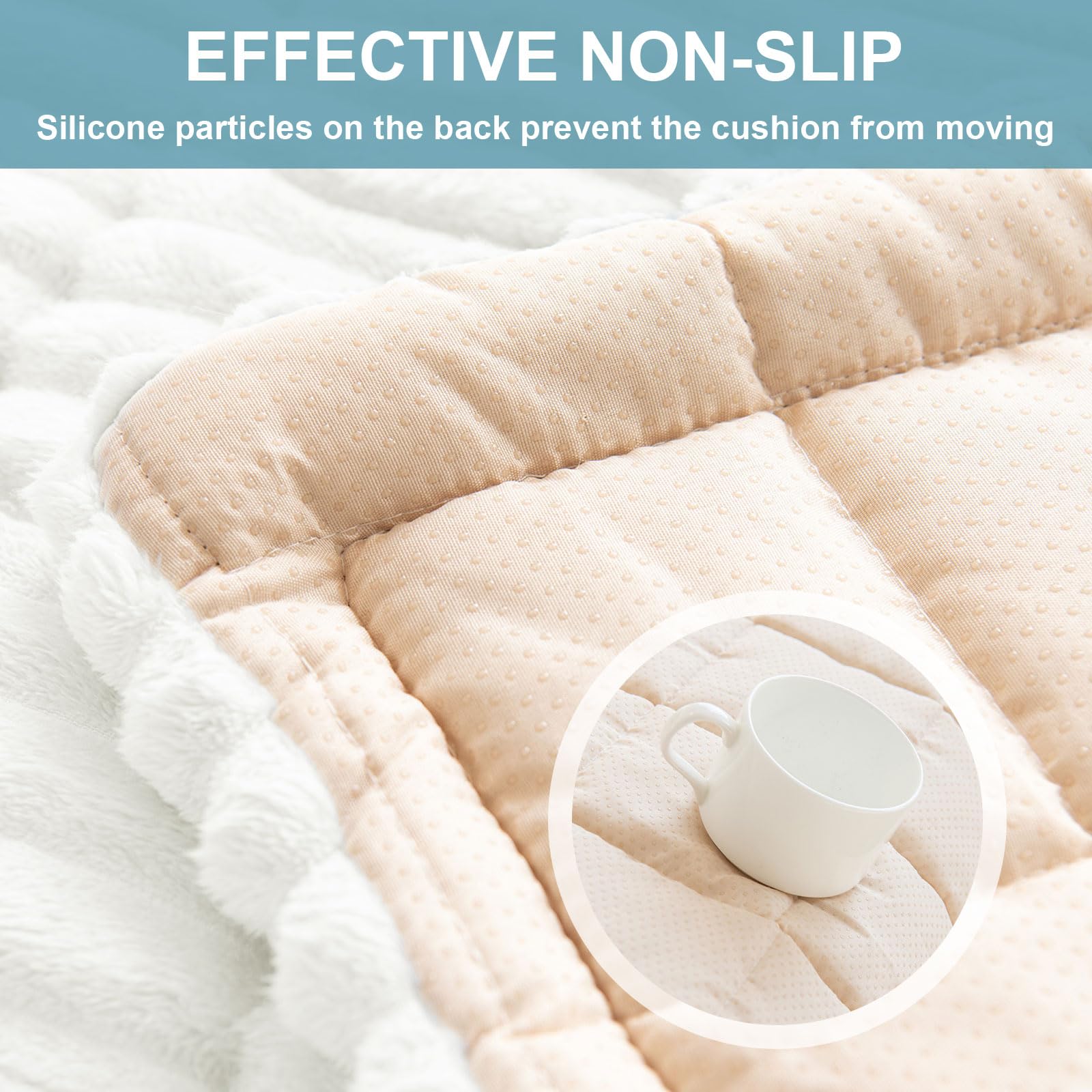 ShowyLive Sofa Covers 1 2 3 4 Seater Non Slip Sofa Slipcovers Super Soft & Thick Corduroy Sofa Cushion Covers Sofa Protectors from Pets/Kids/Dogs(White - Image 3
