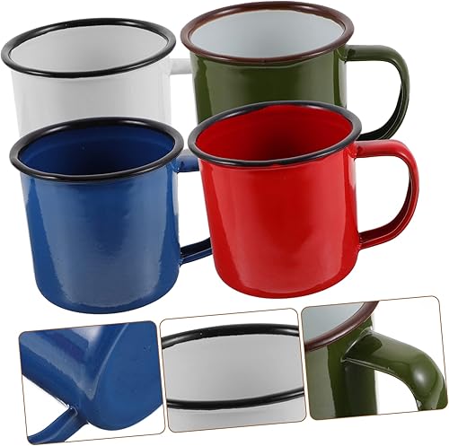 Miniatura 6 de Yardwe 4 tazas de esmalte retro multifuncionales de colores surtidos para uso ligero y fácil de limpiar para bebidas de vino