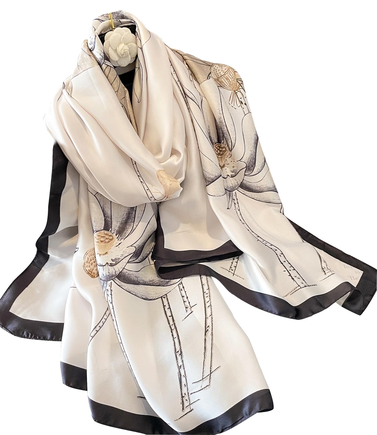 Womens 100% Large Mulberry Silk Scarf Long Satin Scarf Fashion Lightweight Wraps