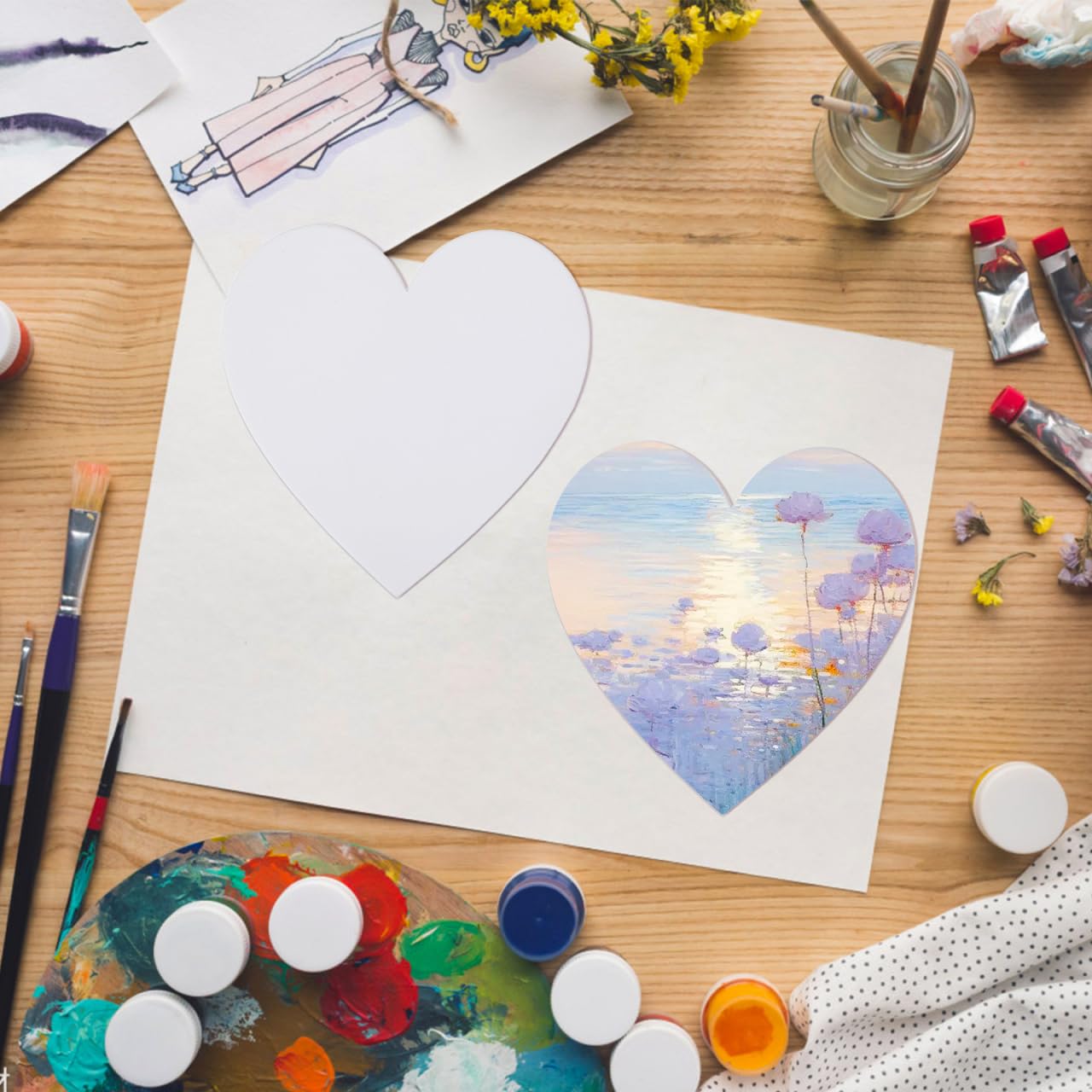 Healifty Pannelli in Tela a Forma Di Cuore 5 Pezzi 5.91x5.91 per Pittura Ad Olio Acrilico