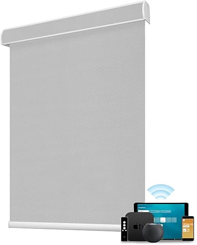 SmartWings Homekit - Persianas motorizadas compatibles con roscas, 100 % opacas, con control remoto, persiana enrollable automática, persianas