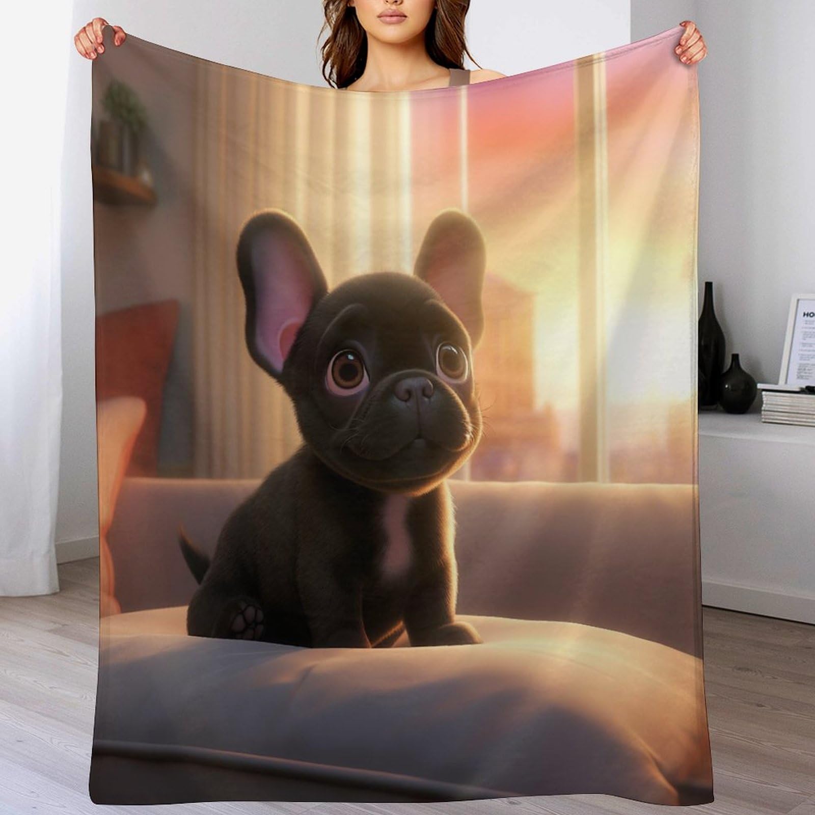 Couverture Bouledogue français en flannel douce : une idée cadeau originale toutes saisons