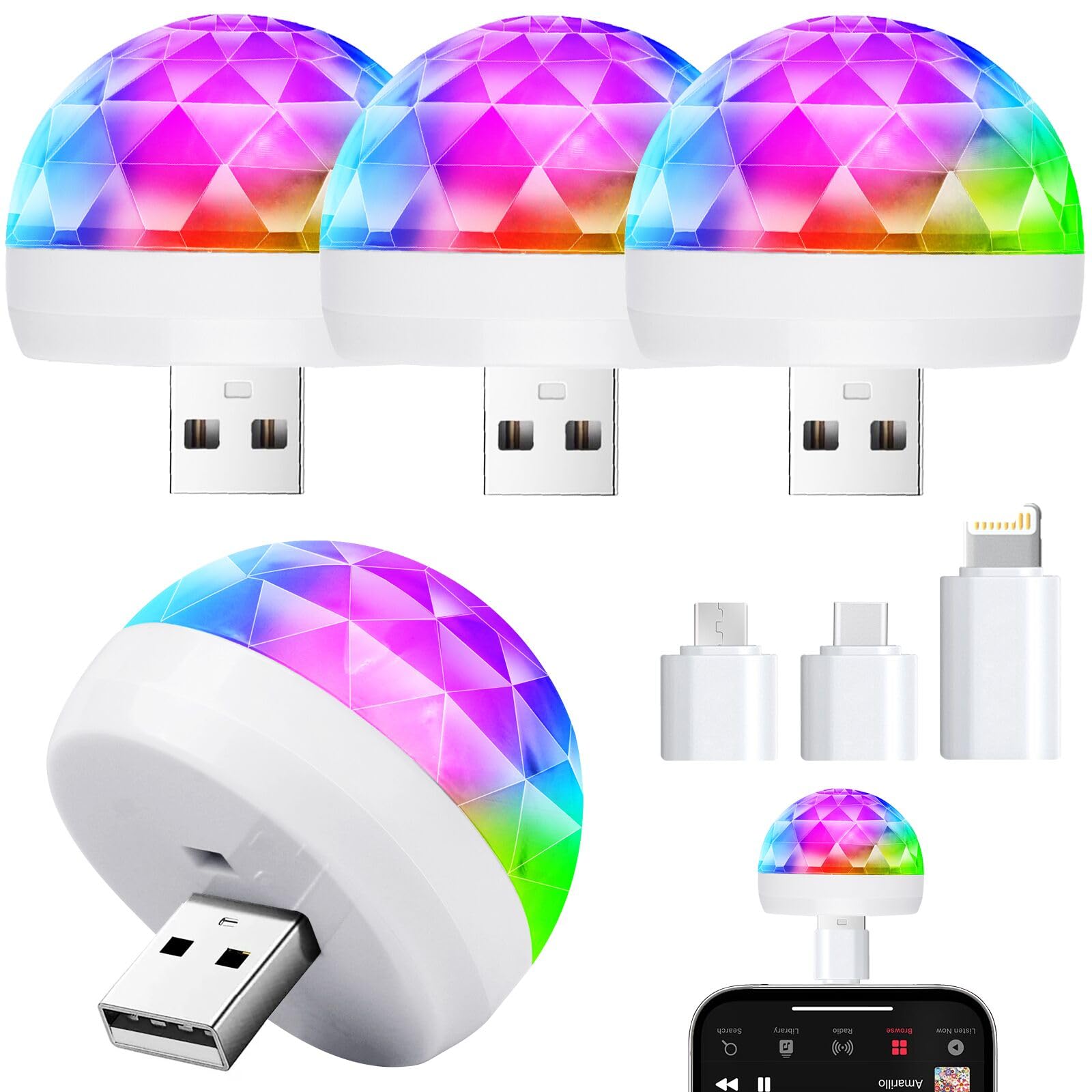 Luditek USB Mini Disco Ball Light, Sound Activated Party Light for Karaoke Car, Stocking Stuffers for Kids, Party Decorations Gifts Favor for Birthday
