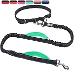 VIVAGLORY Hands Free Dog Leash Bungeetwin Running Dog Leash with Waist Belt for Running Walking & Jogging, Bungee & Around Waist for Pet, M, Pink/Grey