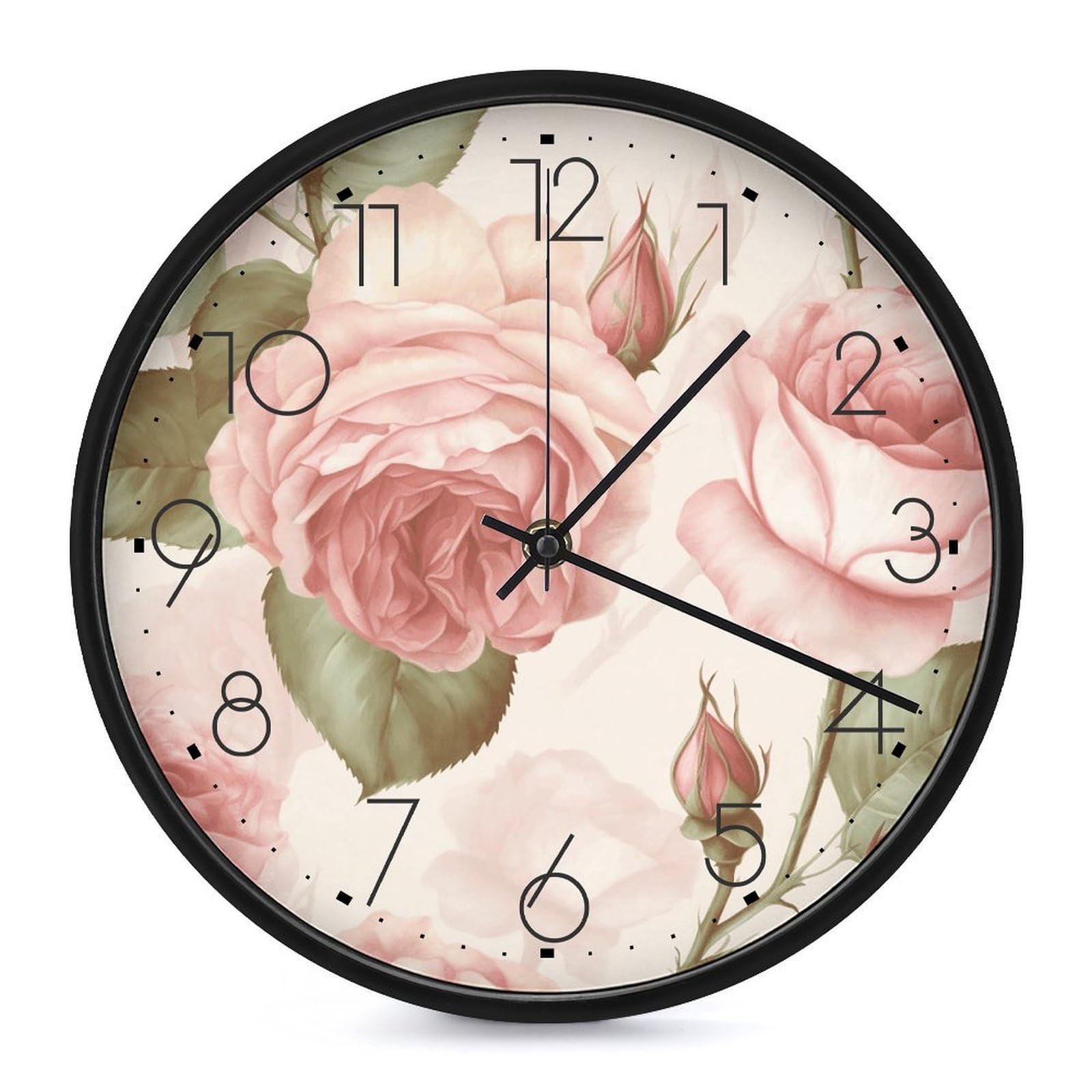 Horloge murale analogique classique silencieuse ronde pour cuisine et bureau