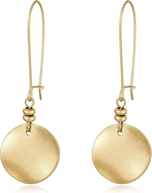 LILIE&WHITE Burnt Gold And Silver Round Disc Dangle Earrings For Women Statement Earrings Fashion Earrings Costume Jewelry For Women Boho Earrings