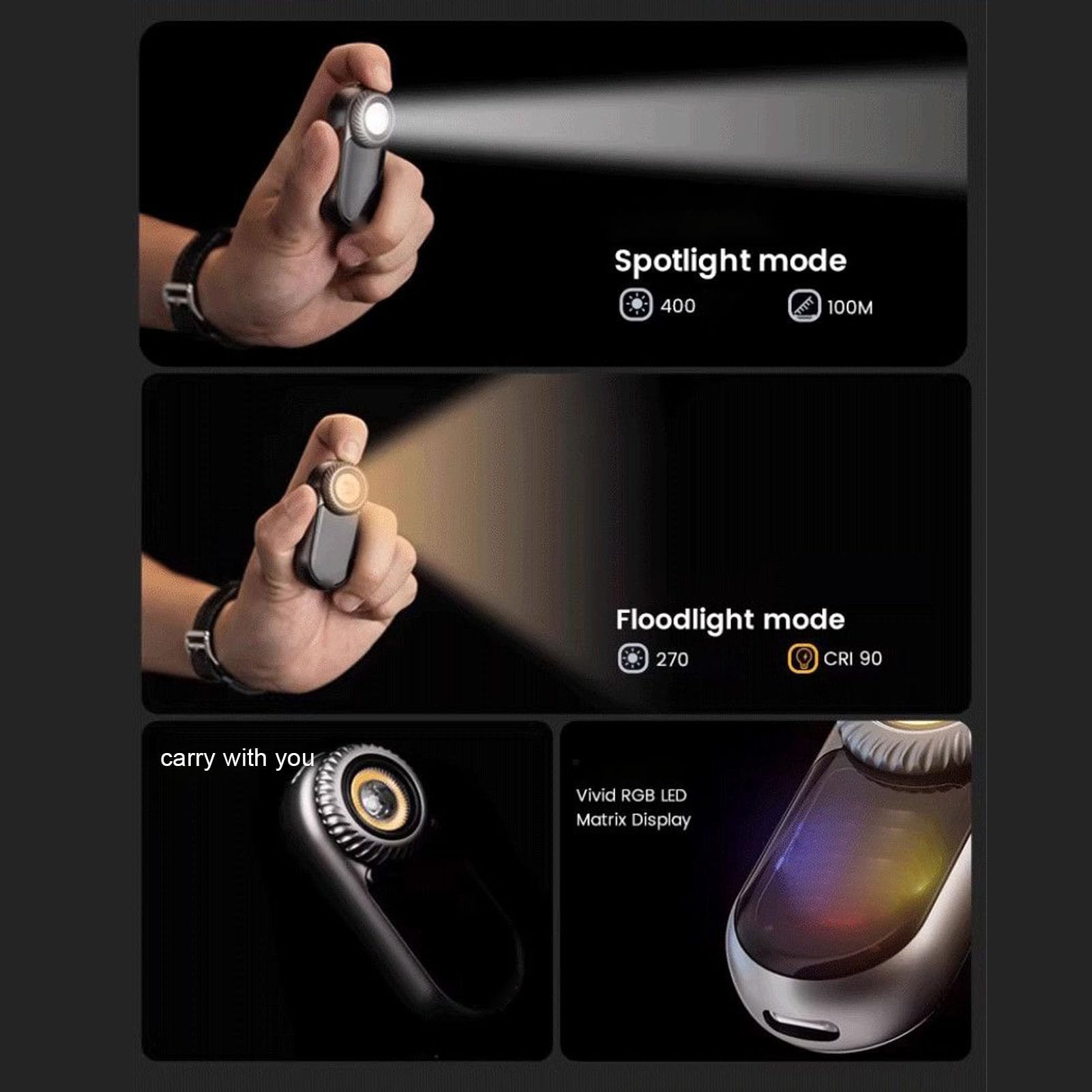 Changor Piccola Torcia con Display RGB e Corpo in Alluminio
