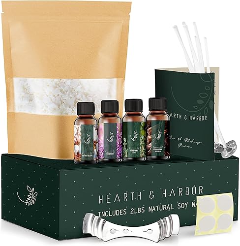 Hearth & Harbor Cera de soja orgánica para hacer velas, suministros de fabricación de velas naturales de 2 libras, sin cera de abejas, sin parafina,
