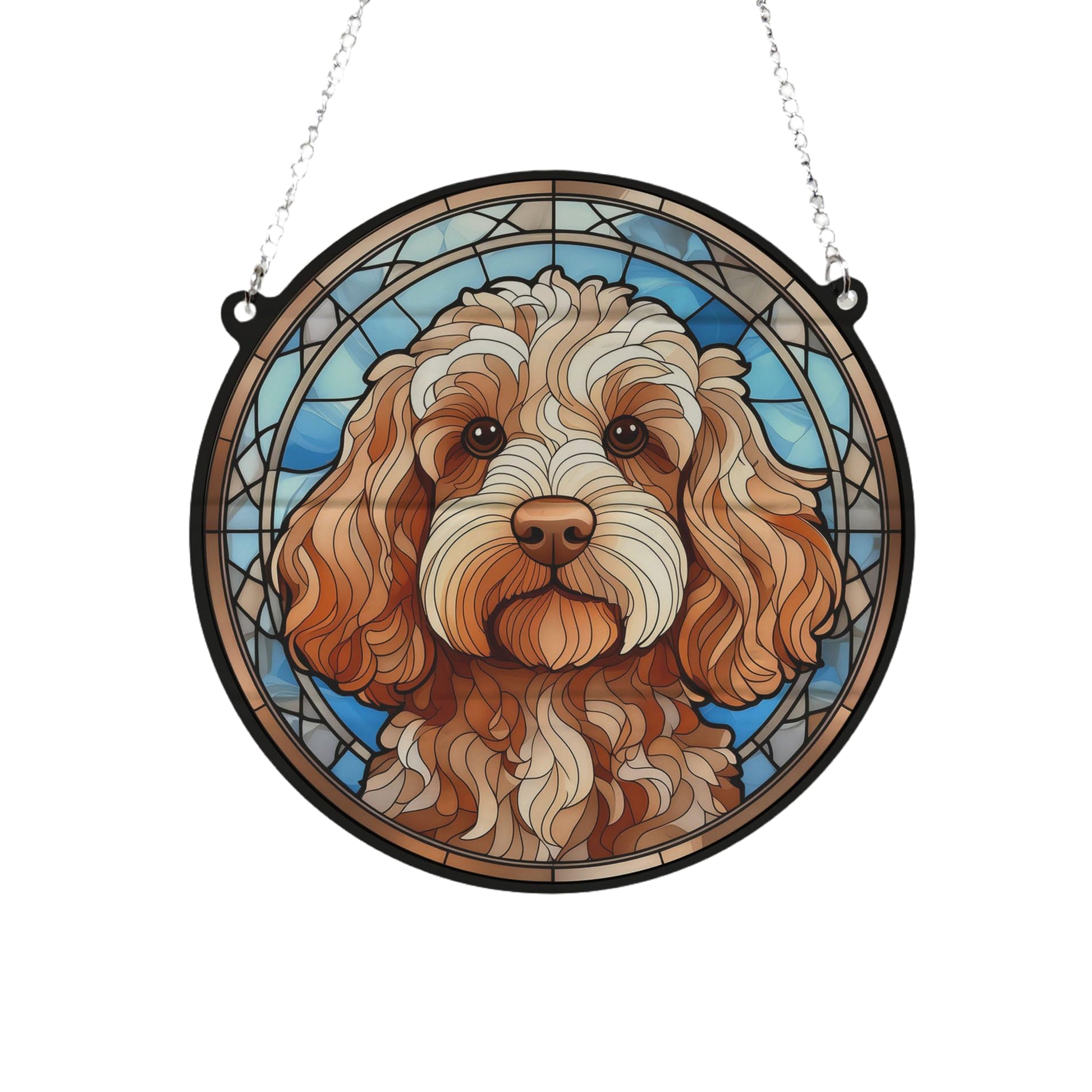 Cockapoo Golden Stained Glass Effect Suncatcher Gift for Dog Lovers - 19cm