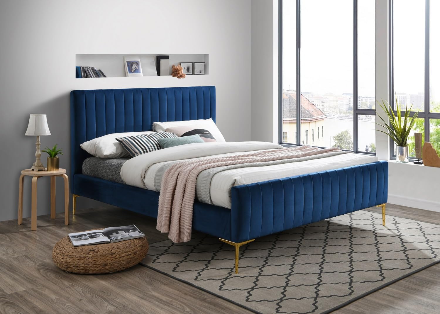 Julia Upholstered Platform Bed in a bedroom setting