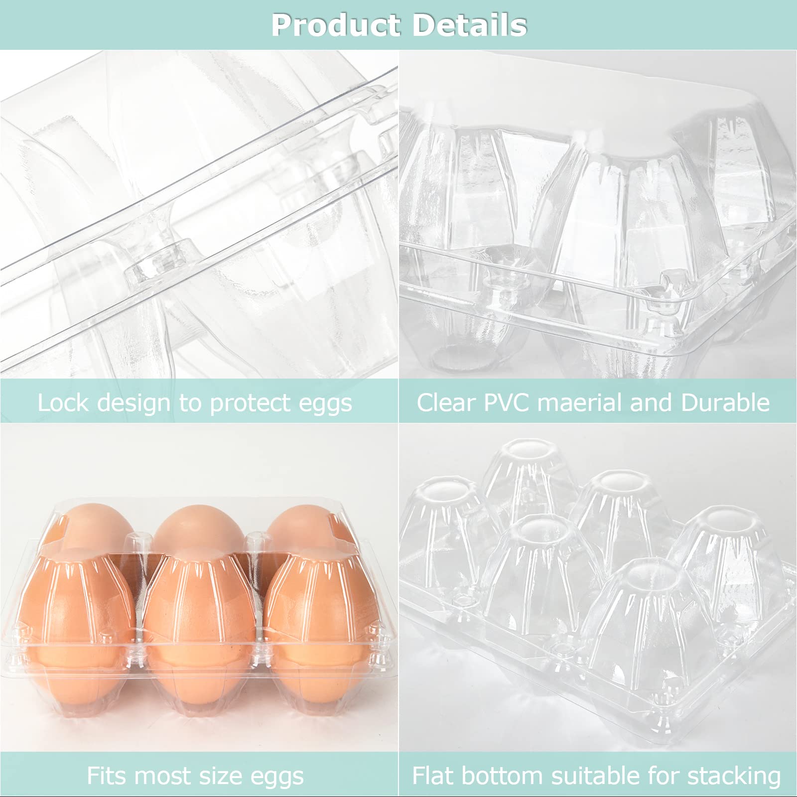 100PCS Plastic Egg Cartons Bulk 2x3 Egg Holders Djibouti