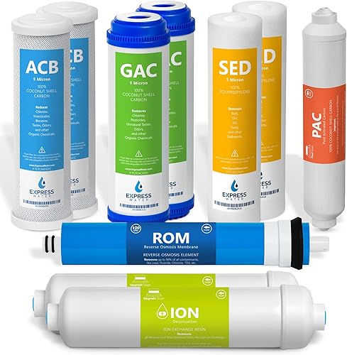 Miniatura 9 de Express Water - Juego de filtros de repuesto para sistema de ósmosis inversa de desionización de 6 meses - 6 filtros con membrana de ósmosis inversa