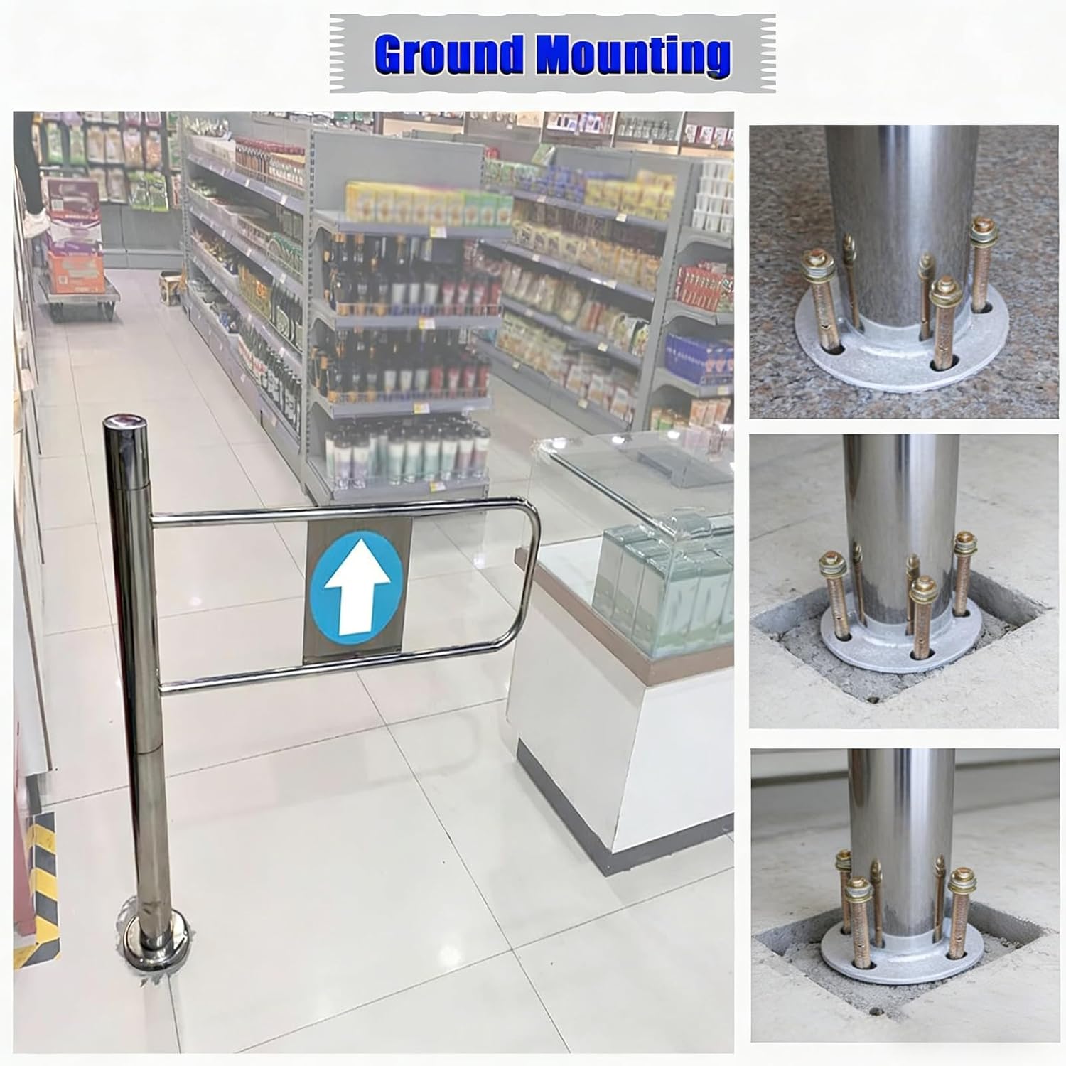 Spring-Loaded Safety Swing Gate, Self-Closing Industrial Fence with Post Mount, 90° Opening Metal Barricade, One-Way Door for Factory, Supermarket Aisles(70x100cm (28x39in), Silver-r)