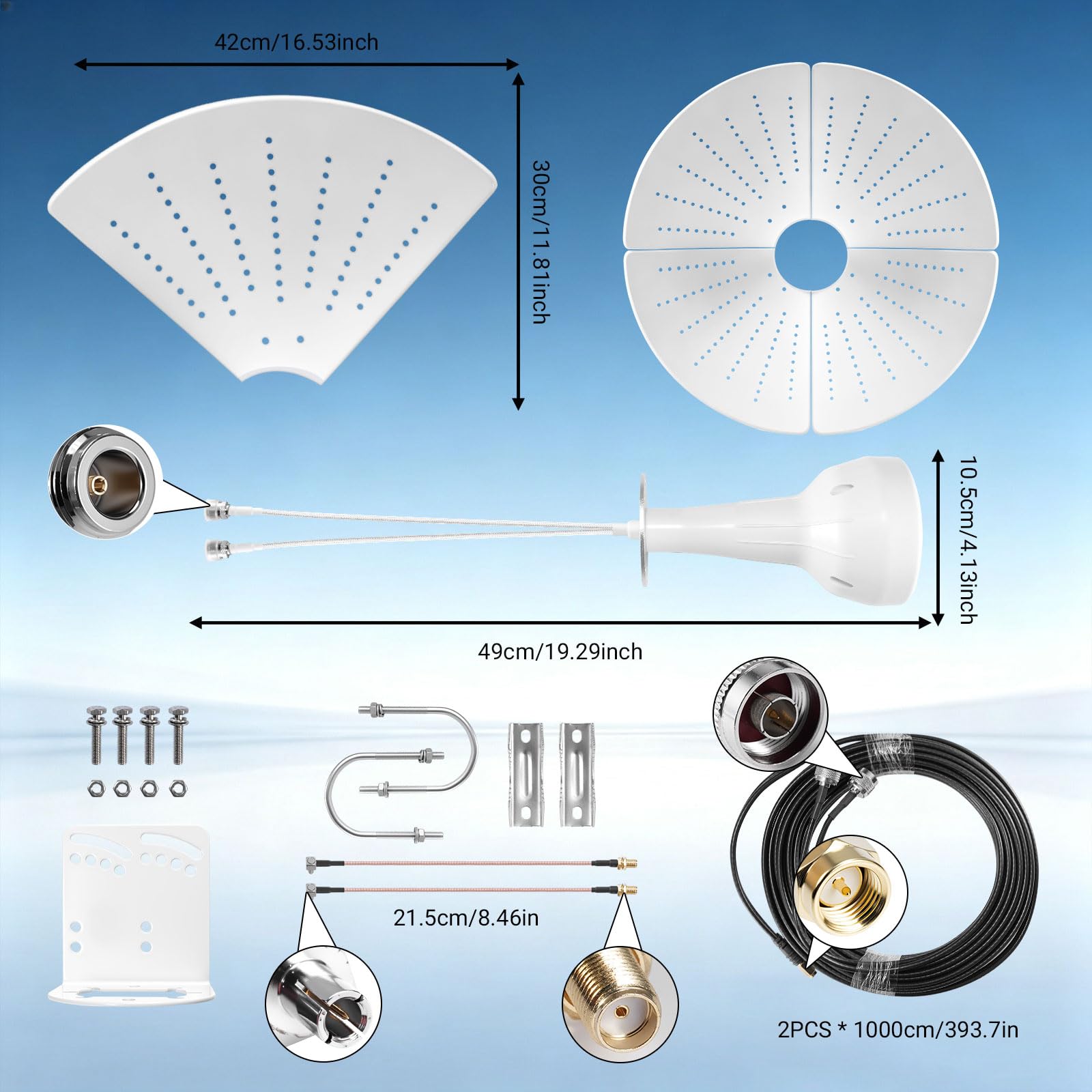 Antenne directionnelle extérieure 5G 4G LTE MIMO pour routeur, amplificateur de signal 600-6000 MHz, double polarisation SMA TS9 pour la maison, les zones rurales (ronde)