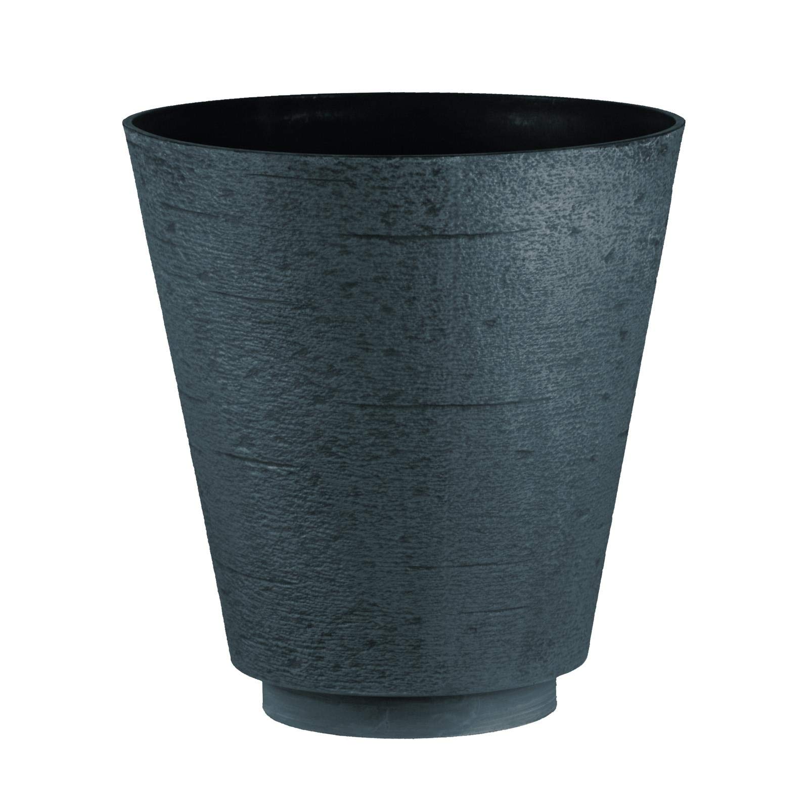 Hudson Textured Effect Plastic Planter - Grey/Black, Single Pot - Suitable for Indoor or Outdoor Use - 39.5cm (H) x 38cm (Dia)