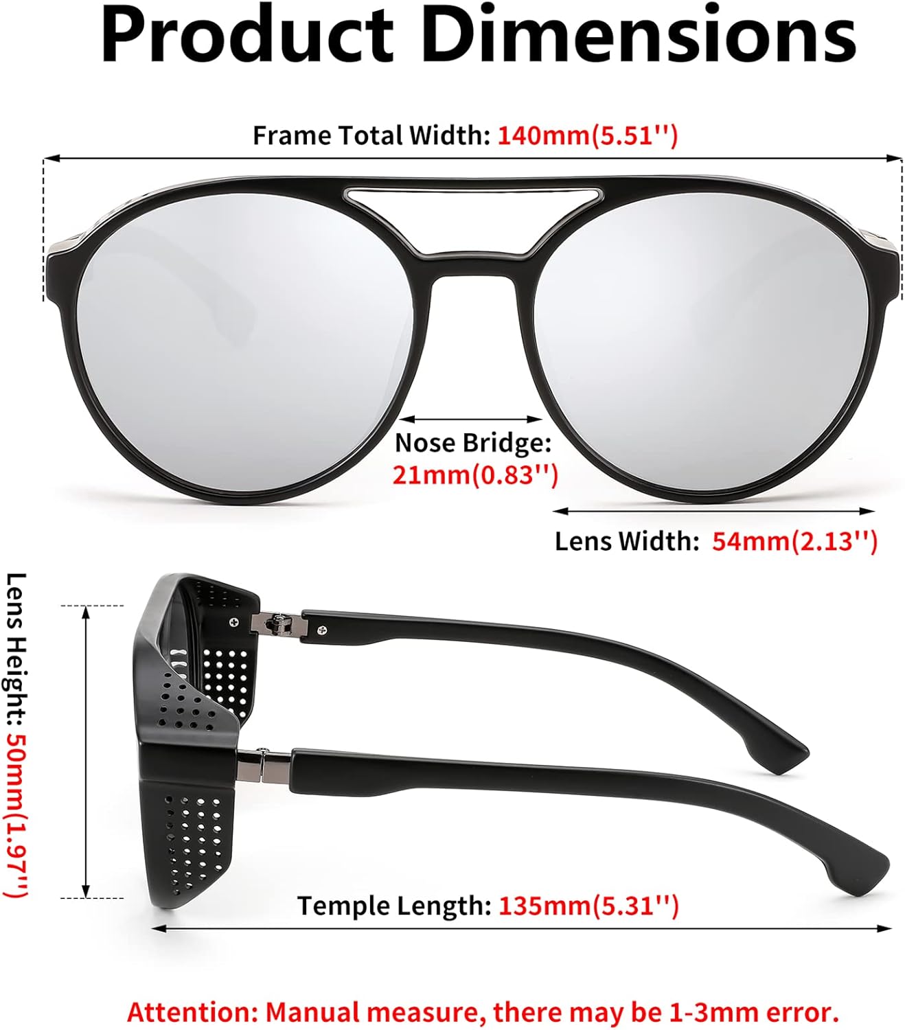 FEISEDY Classic Steampunk Sunglasses for Men Women Retro Round Gothic Shades Eyewear UV400 Protection B2957 - Image 7
