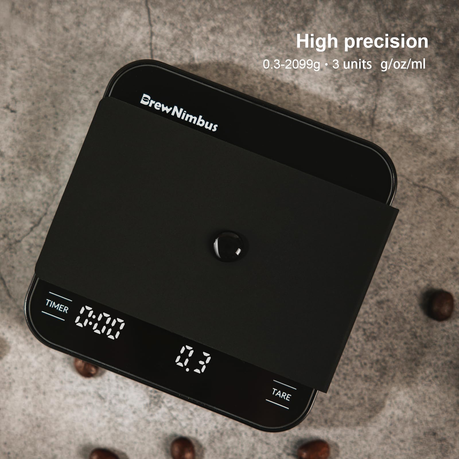 Kaffeewaage mit Timer, wiederaufladbare Espressowaage, 2 kg/0,1 g, präzise digitale Kaffeewaage für Espresso & Übergießen, 4 Modi (manuell, Auto, Verhältnis, Wasserfluss), gehärtetes Glas
