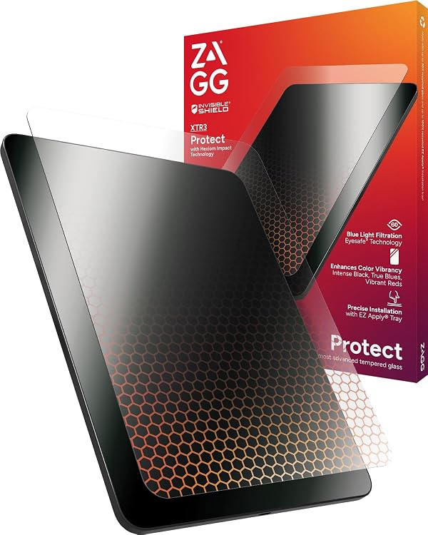 ZAGG Glass XTR3 iPad Air 11" (M2) Screen Protector - Advanced Hexiom Impact Technology, Recycled Glass, Blue Light Filter, Anti-Reflective, Easy Install, Protect Your Eyes & Screen by ZAGG - Used condition - CA$60.09