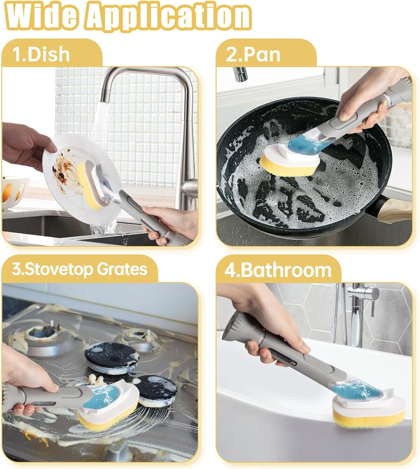 12Packs Dish Wand Sponge Refills for Scrub Daddy Dish Daddy - Replacement Heads for Dish Sponges, Non Scratch Dish Washing Scrubbers, Ideal for Kitchen Cleaning, Yellow (Only Sponge Heads) - Image 6