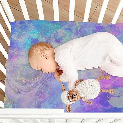 Miniatura 8 de Kigai Fitted Crib Sheet for Boys & Girls Iridescent Soft Breathable Unisex Baby Sheets for Standard Crib and Toddler Mattresses 39 x 27 in