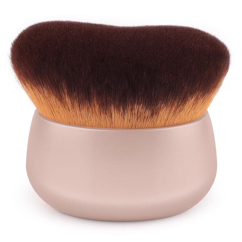 Pincel Kabuki Extra Grande GloréBrochas 75 mm com cerdas sintéticas de nylon, formato oval, cabo metálico, Khaki, 1 unidade