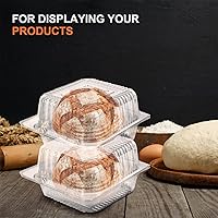 Vista 5 de AQSXO 100 Piezas Recipientes de Plástico Transparente para Llevar, Recipiente Desechable Tipo Almeja para Postres con Tapa, para Ensaladas, Pasta