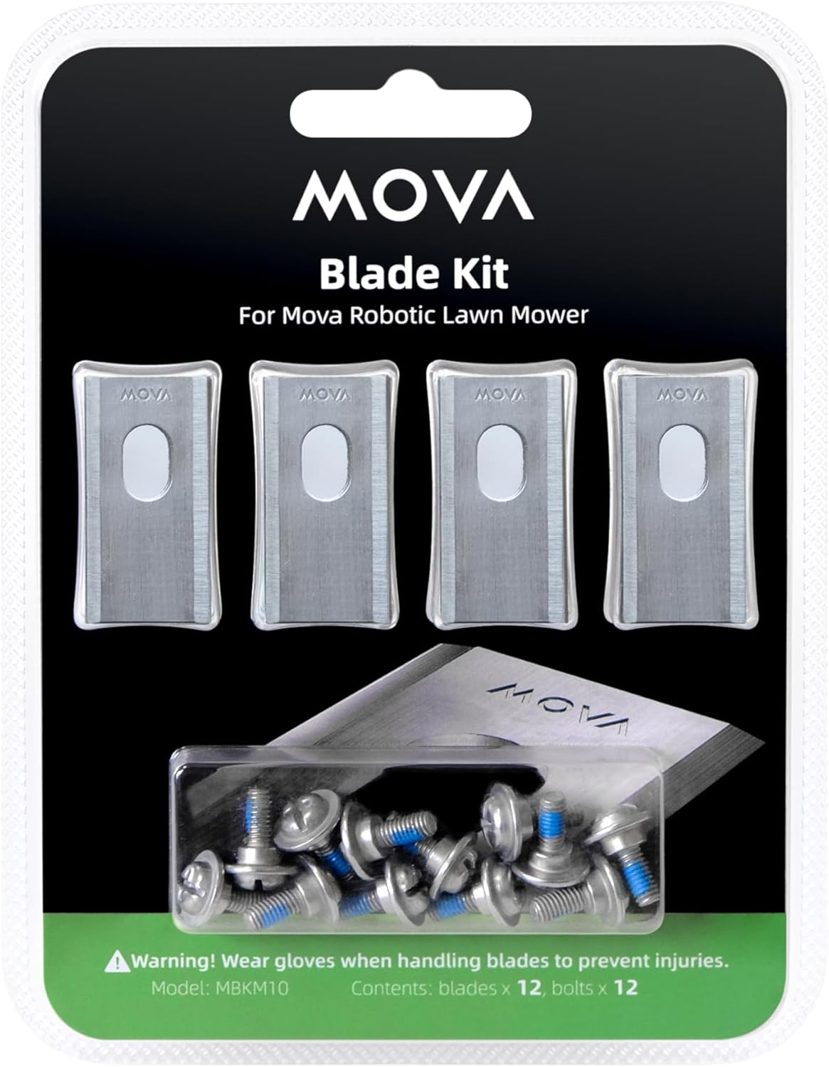 Mova Robot Lawn Mower Blade Kit for LiDAX Ultra 1000/2000, Blade 12pcs, Bolt 12pcs, Quick Replacement,