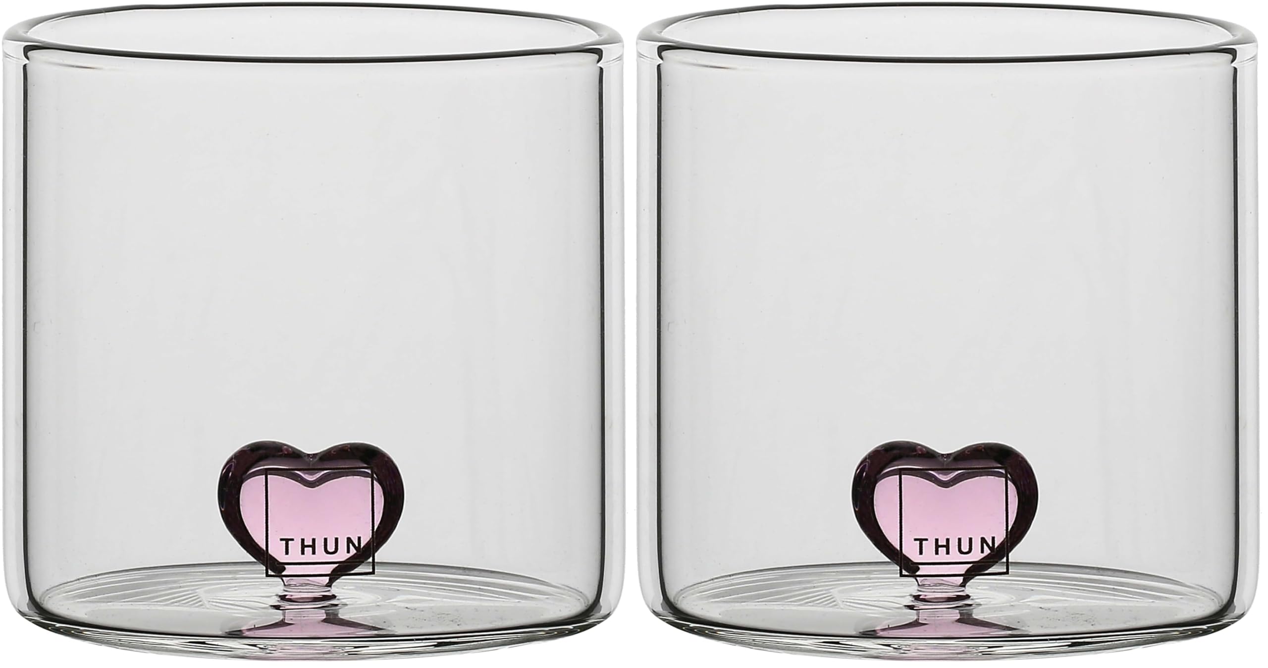 THUN - Set 2 bicchierini con cuore - vetro - Collezione Bomboniera - Ø 6 cm - 6.2 cm h (Confezione da 2)