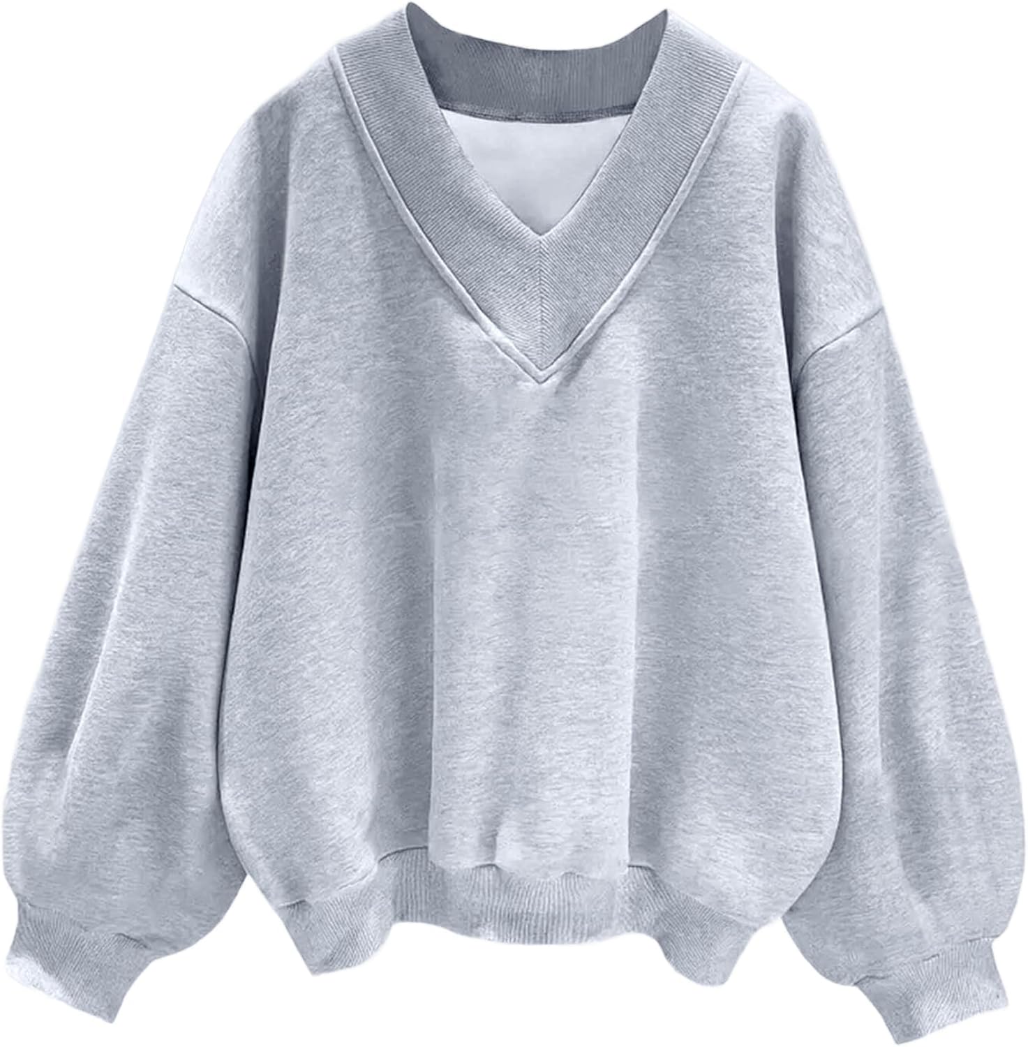 HDQHDQ Womens V Neck Oversized Sweatshirts Casual Loose Long Sleeve Pullover Sweatshirt - Image 3