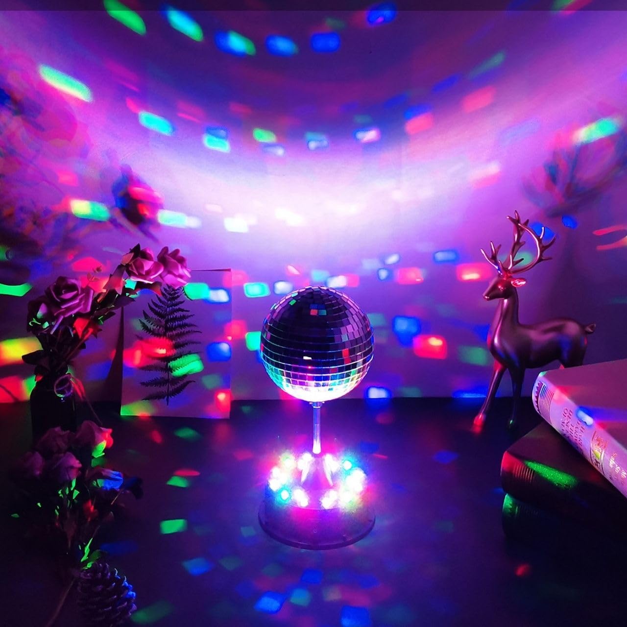 Amazon.co.jp: Earthradius 回転ダブルミラーボール ディスコボール 