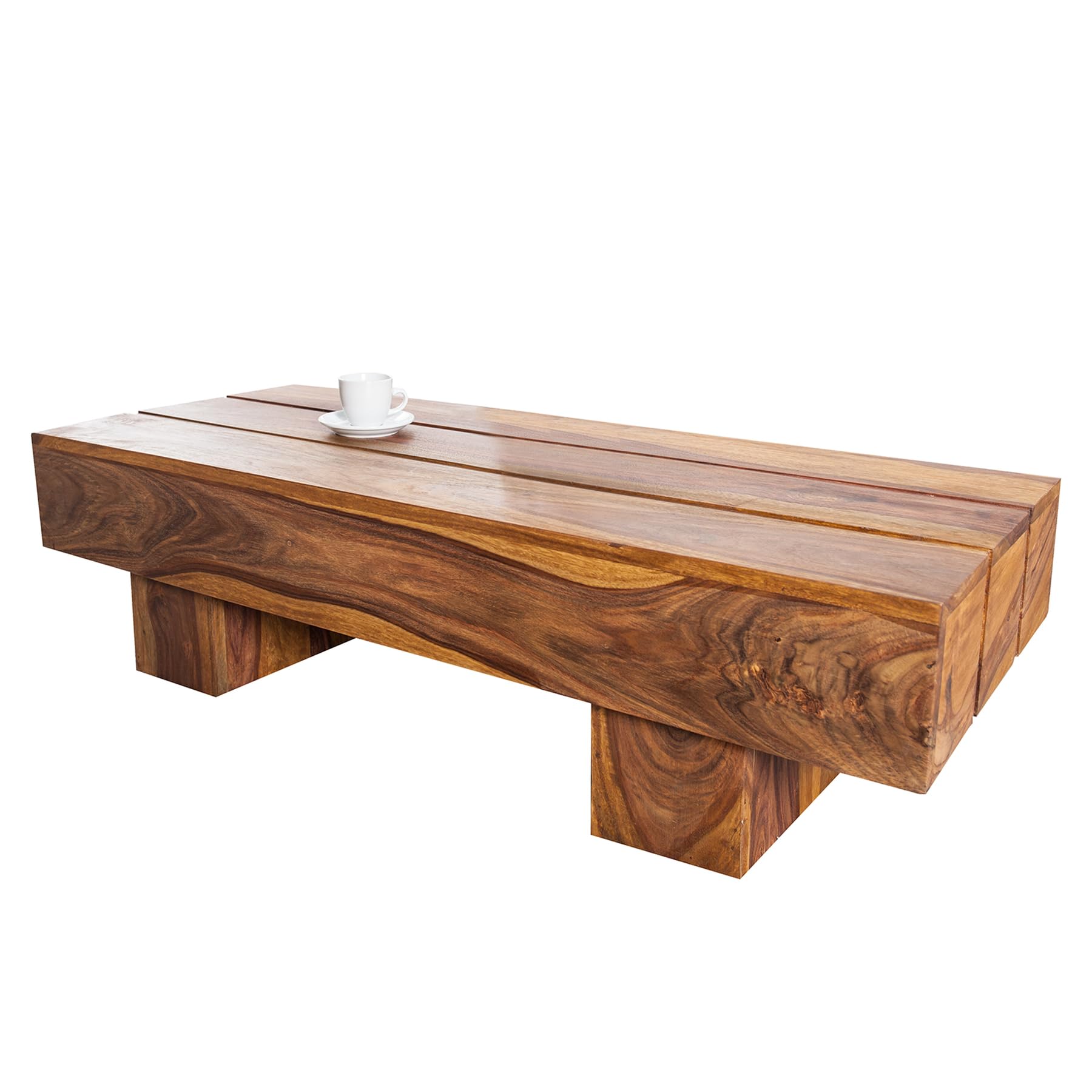 invicta INTERIOR Massiver Design Couchtisch Bolt – Sheeshamholz, 100 cm