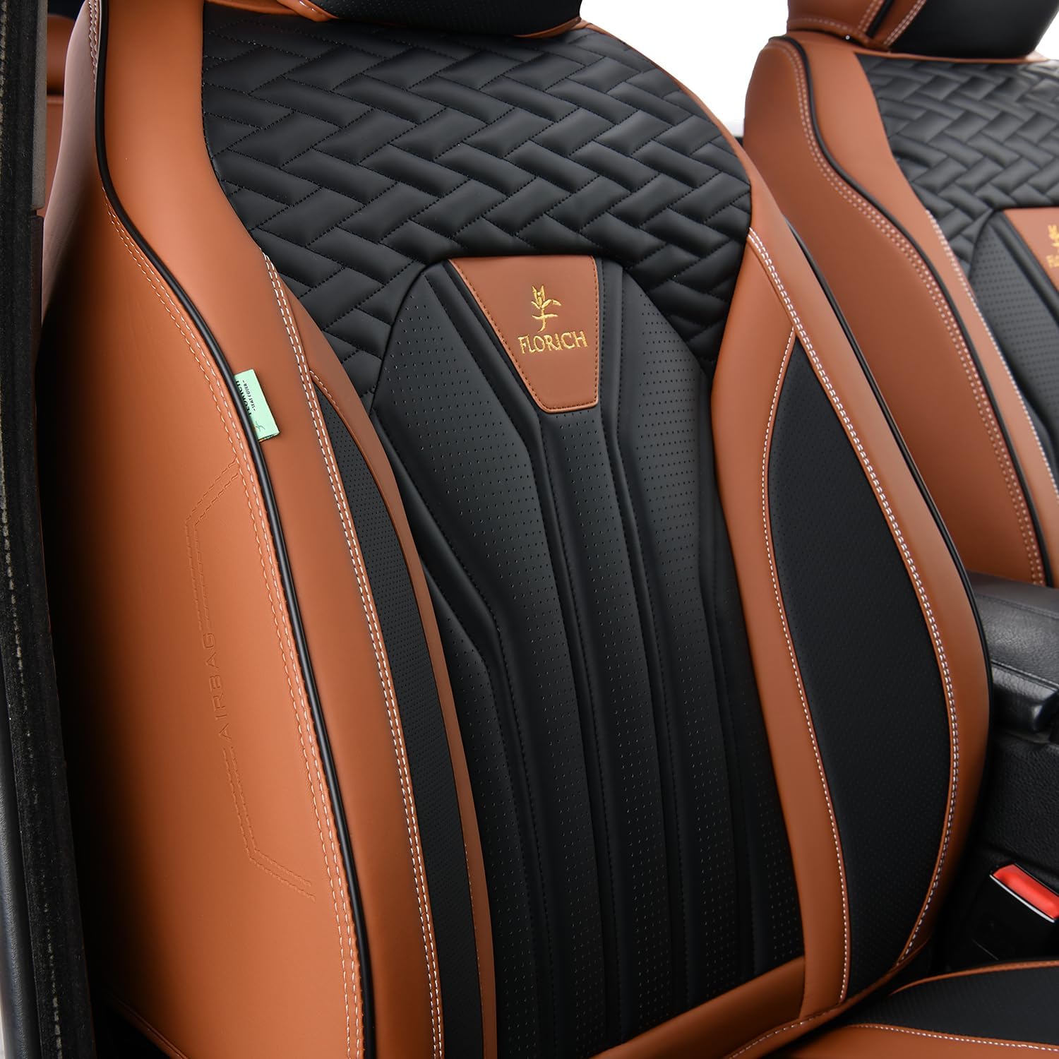 FLORICH Coprisedili in Pelle Anteriori e Posteriori per 5 Sedili - Set Completo Universale per Auto, Berline, SUV e Camion
