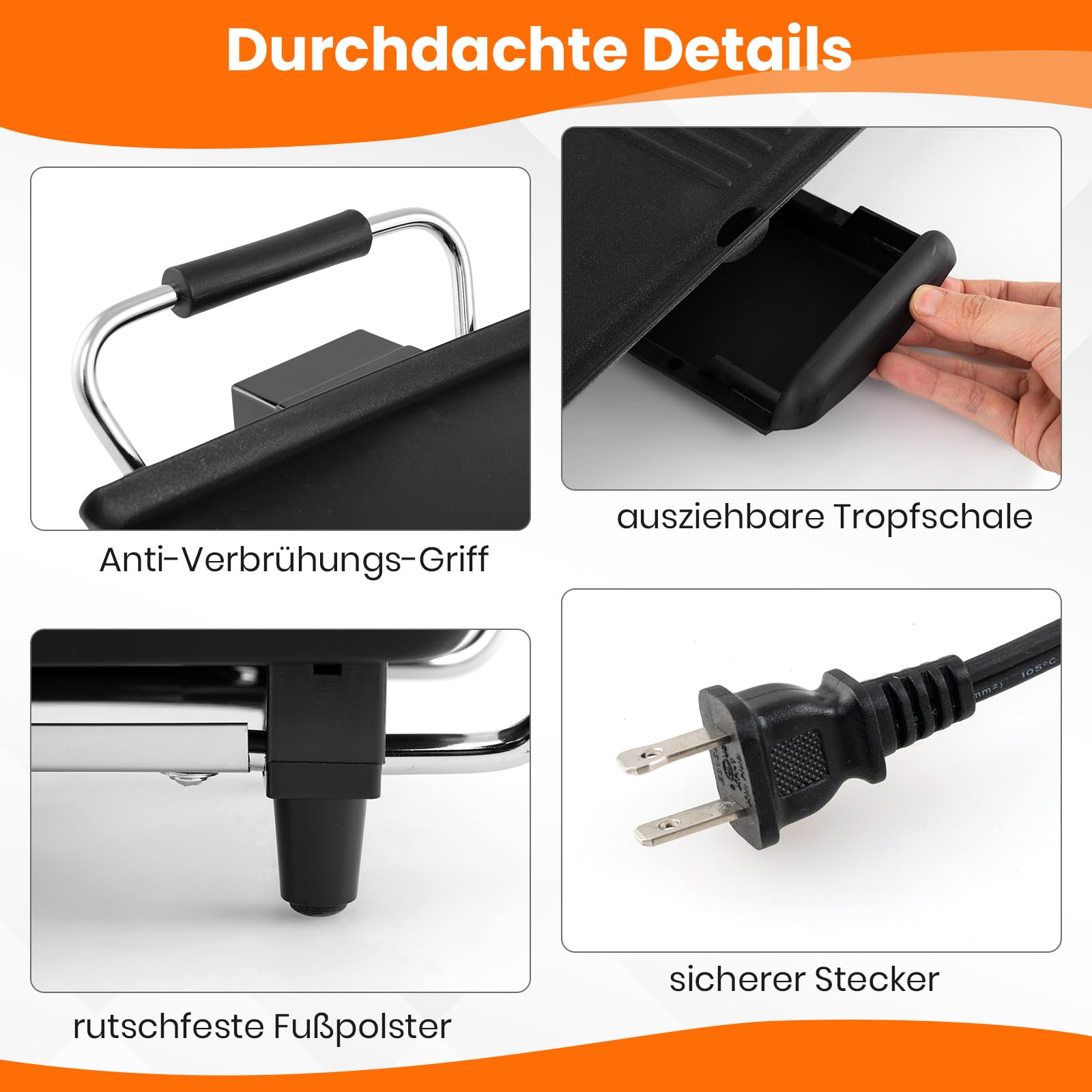 RELAX4LIFE Tischgrill elektrisch, 100 x 22 cm extra lange Teppanyaki-/Plancha-Grillplatte, Elektrogrill mit Antihaftbeschichtung & 4-stufige Temperaturregelung, 1800W, für BBQ, Familienessen, Partys